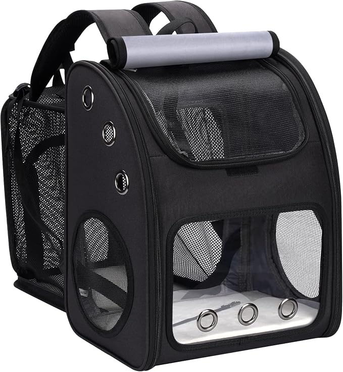 Expandable Cat Carrier Backpack, Large Space, Airline Approved, XL | Pet Carrier Backpack Up to 25 lbs, Portable Pet Travel Backpack, Ideal for Traveling/Hiking /Camping/Vet, Black