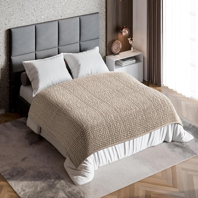 PAULATO BY GA.I.CO. Waterproof Blanket for Bed – Twin Size Cover for Incontinence – Machine Washable Stain-Resistant Protector for Couch and Sofa – Absorbent Pad - Macadamia
