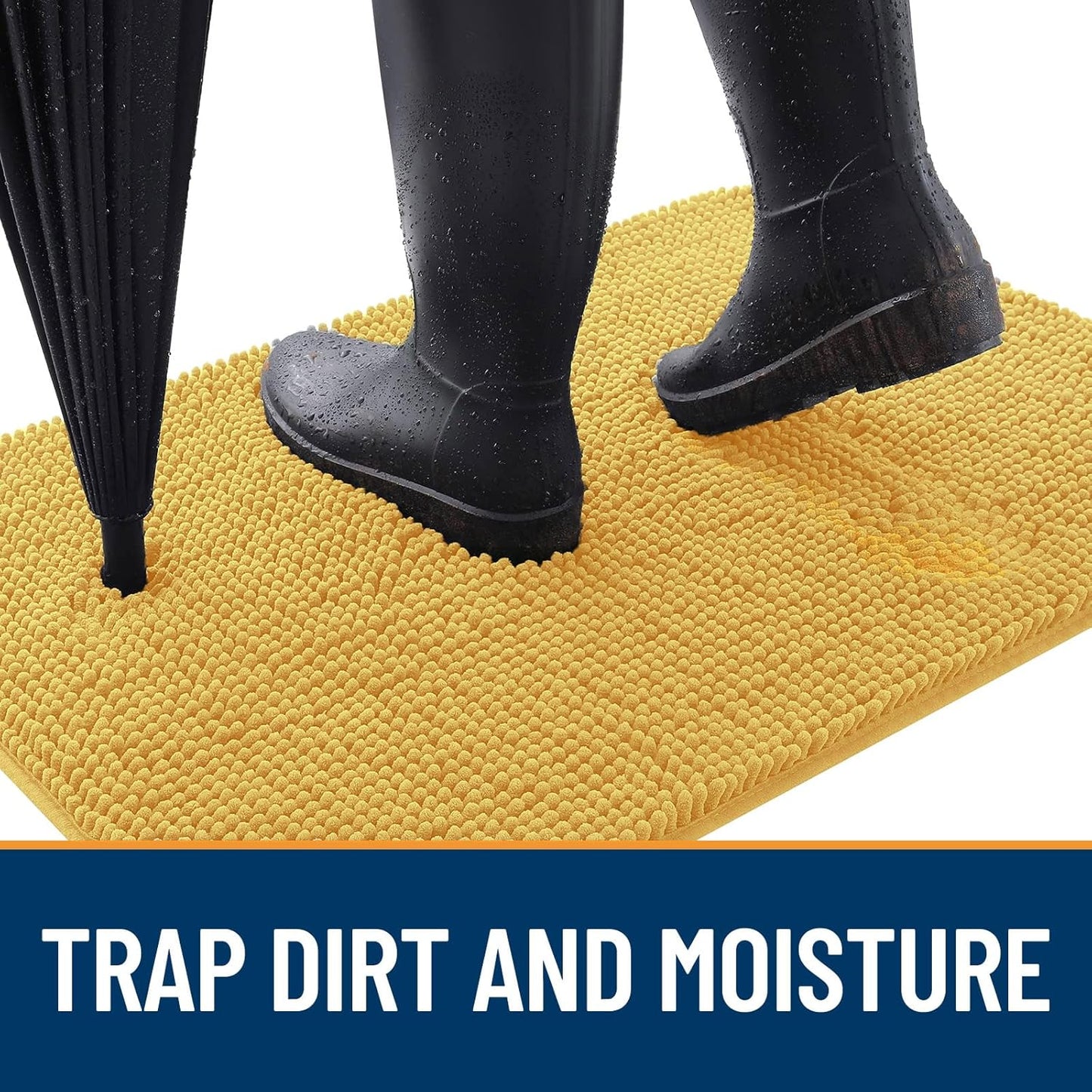 OLANLY Dog Door Mat for Muddy Paws 47x24, Absorbs Moisture and Dirt, Absorbent Non-Slip Washable Doormat, Quick Dry Chenille Mud Mat for Dogs, Entry Indoor Entryway Carpet for Inside Floor, Yellow