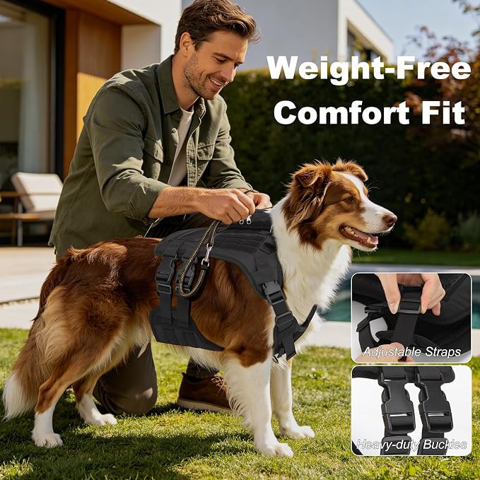 Dog Cooling Vest, Built-in Fan Tactical Harness for Outdoor Heat Relief | 3D Breathable Mesh, Continuous Cooling for Outdoor Activities, Fits Medium Large Dogs, 5V Power Bank Required (Not Included)