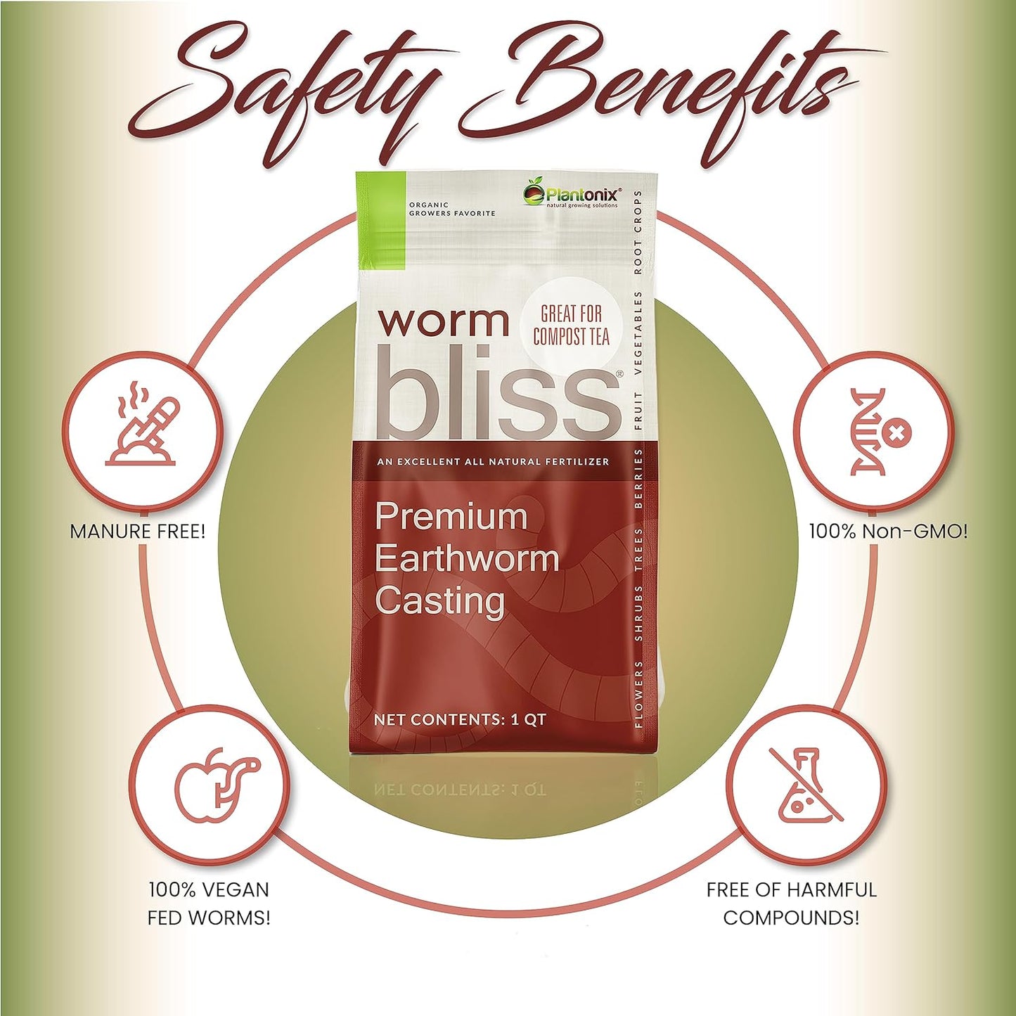 Worm Bliss (8 Qts) - Organic Worm Castings for Plants & Gardening - OMRI-Listed Earthworm Castings for Plants, Vegetables, Flowers, & Potting Soil - Organic Garden Fertilizer Rich in Nutrients