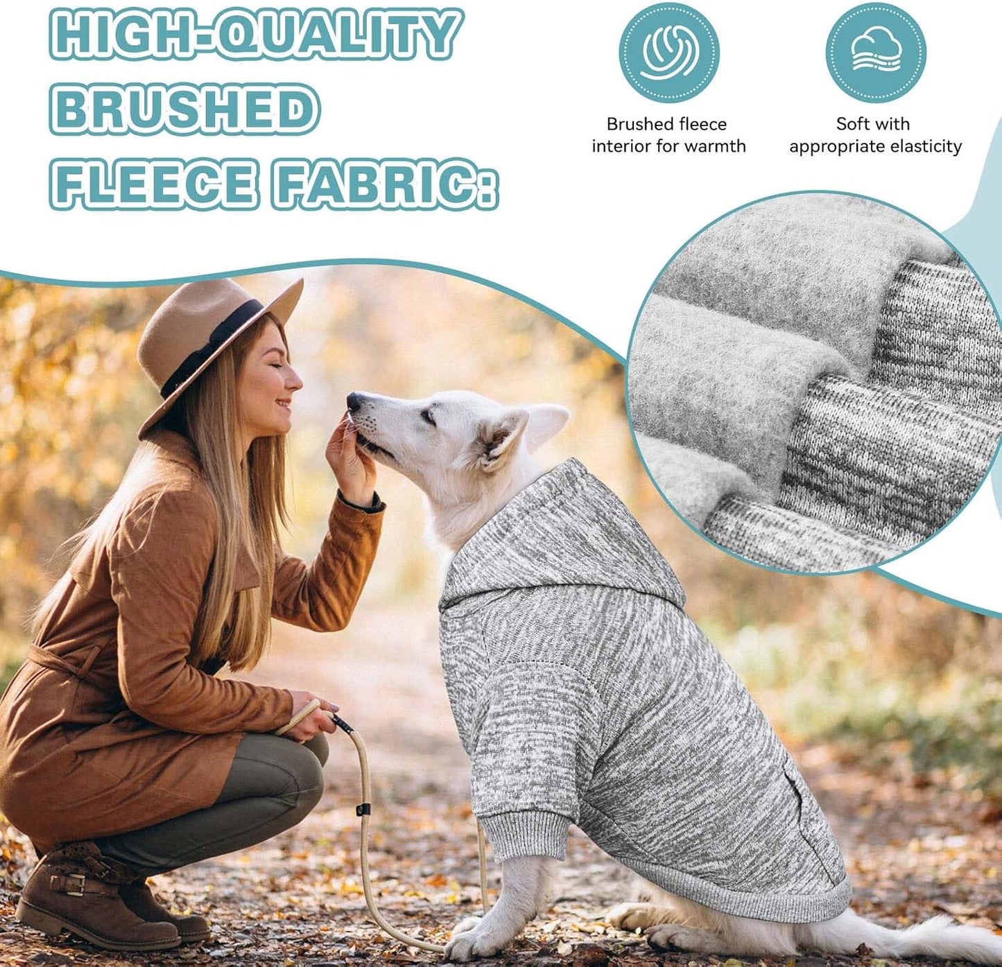 Dog Sweaters for Large Dogs Dog Hoodie Fleece Dog Sweater Soft Dog Clothes Sweatshirt with Pocket Dog Hoodie for Large Dogs(Grey&XL)