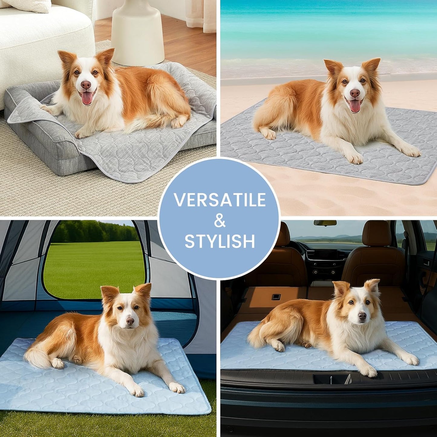 Cozy Bliss Leakproof Cooling Blanket for Small Dogs – Q-Max>0.4, Durable & Washable Dog Cooling Mat for Hot Weather, Soft Pet Throw & Couch Protector for Puppies & Cats, 25x35 Inch, Heather Cool Blue