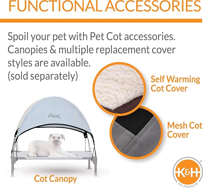 K&H Outdoor Elevated Dog Bed, Coolin' Pet Cot, Medium 32x25in, Gray/Blue