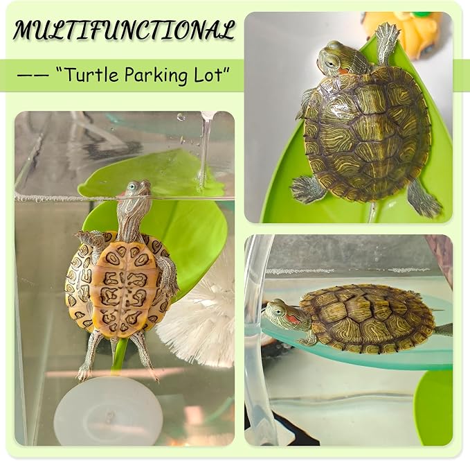 Tree Frog Terrarium Accessories, 3PCS Turtle Basking Platform | Aquarium decor with 3 suction cups, multifunctional reptile tank accessories for leopard gecko, snake, gecko, bearded dragon