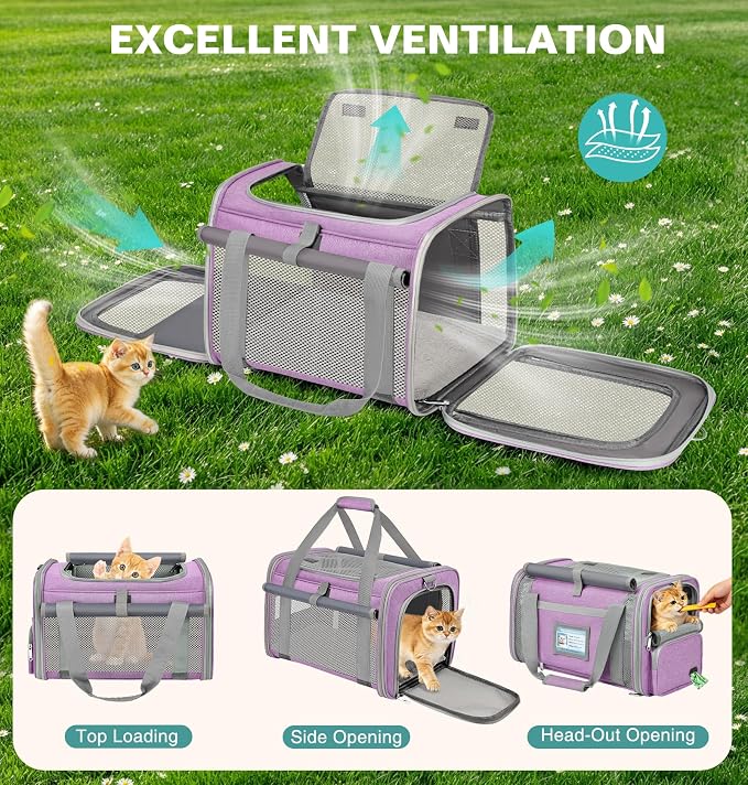 Soft Cat Carrier for Pets Up to 20 Lbs, Collapsible Cat Carrier Bag with Privacy Curtains, Airline Approved Small Pet Carrier for Small Medium Cats Dogs Puppy, Washable Soft Pet Travel Bag Dog Carrier