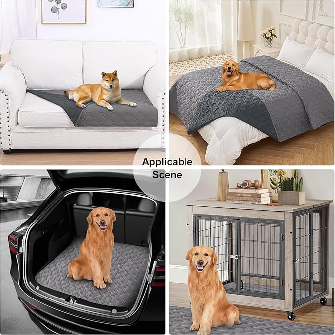 Smiry Reversible Waterproof Couch Covers for Sofa, Washable Dogs Pet Couch Covers for 3 Cushion Sofa Pet Friendly, Water Resistant Furniture Protector Slipcover, Geometric (30"x70", Grey/Dark Grey)