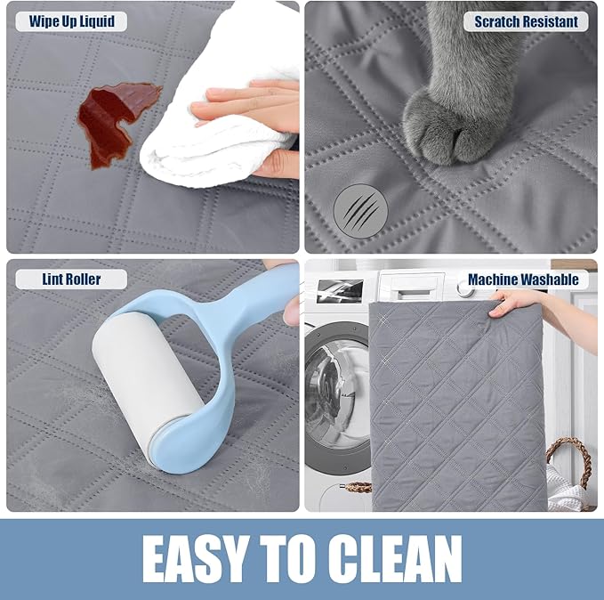 Smiry Waterproof Dog Bed Cover Pet Blanket, Soft Washable Dog Blanket for Furniture Bed Couch Sofa Reversible, Checkered (82"x120", Grey/Dark Grey)