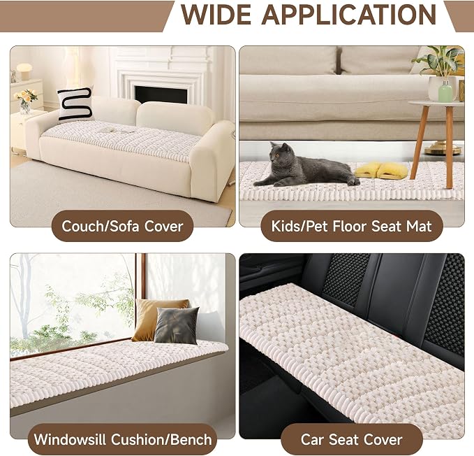 OTOB Couch Cover for Dogs Washable All Seasons Non Slip Fuzzy Pet Couch Covers Sofa Slipcovers Cushion Mat, Plush Soft Cozy Furniture Protector Kids Pet Friendly (Cream, 23.6" x 47.2")
