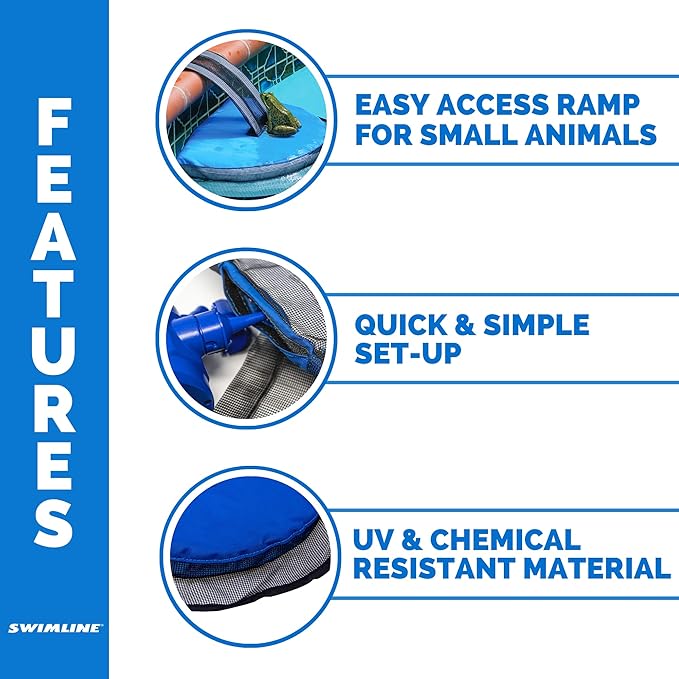 SWIMLINE HYDROTOOLS Frog Log - Small Animal Saving Escape Ramp for Pools & Spas - Heavy Duty Material Pool Critter Escape Ramp - Reduces Maintenance - Blue