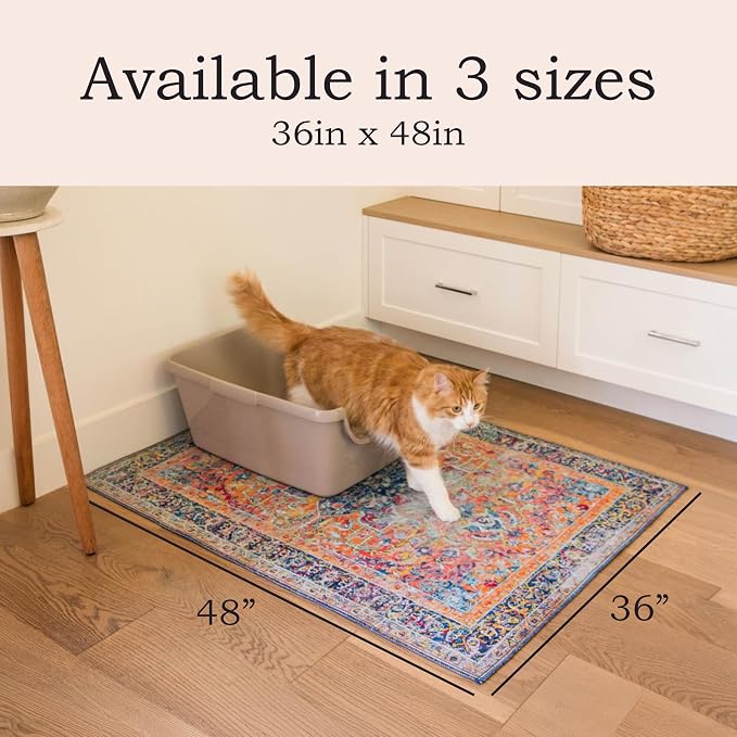 Lovewag Cat Litter Mat, Litter Box Mat, Marmalade Sunshine, 36x48, 2 Pack | Washable litter mat cover, kitty litter mat & cat mat for litter box, litter trapping mat, prevents tracking, multi-cat