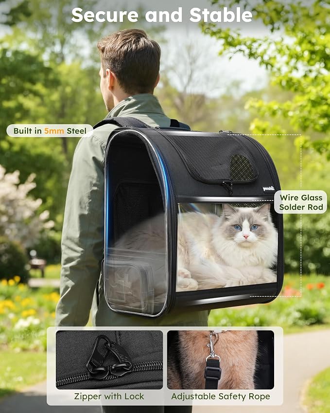 pecute Cat Backpack Expandable, Cat Carrier Backpack Acrylic Window, XL