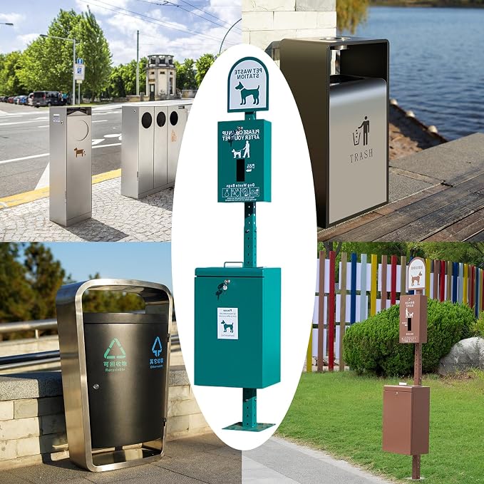 100 L Outdoor Pet Waste Bin,for Backyard Commercial Park Trail Yard,Floor-Standing Standard Dog Waste Station,Removable Inner Barrel