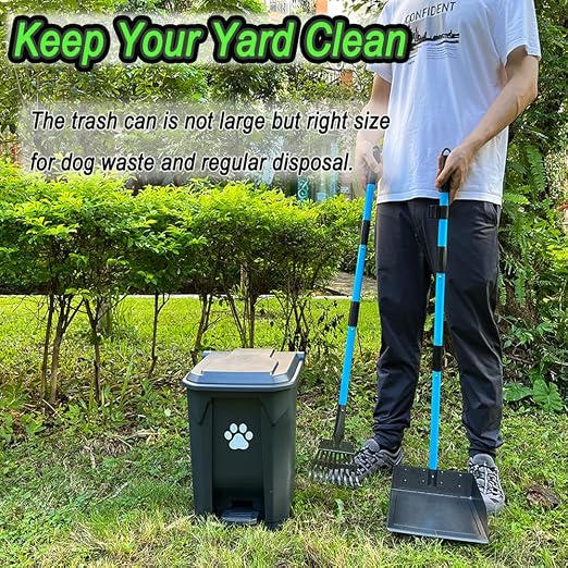 Dog Poop Trash Can Outside 20L with Waste Bags Outdoor Dog Poop Trash Can for Backyard with Lid Odorless Waterproof Foot Pedal and Removable Inner Bucket