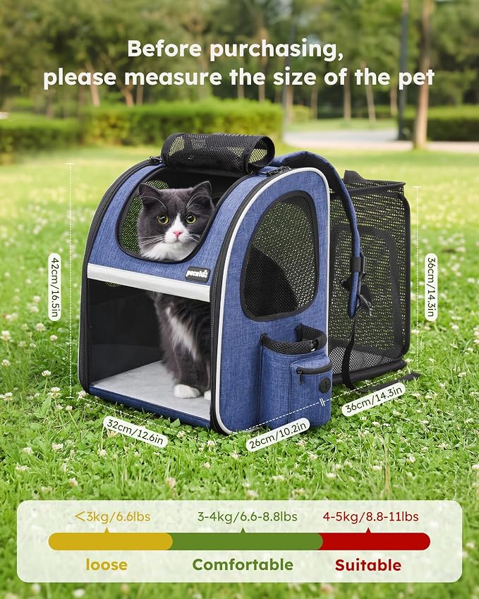 pecute Cat Backpack Visiable, Cat Carrier Expandable with Acrylic Window