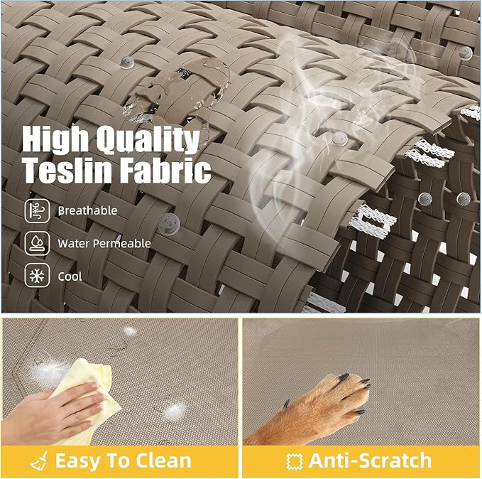 Simple Trending Elevated Dog Bed for Large Sized Dogs, Outdoor Raised Dog Cot Pet Hammock Bed with Cooling Breathable Mesh Anti-Slip Feet, Brown, 47.75inches | Pet Hammock Bed with Cooling Breathable Mesh, Cooling Bed for Dogs, Anti-Slip Feet, Brown, 4...
