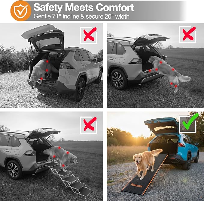 Extra Wide Folding Dog Ramp for Car SUV Truck, Glow Edges, 250 lbs