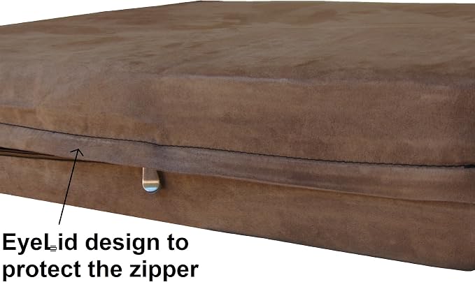 Dogbed4less Orthopedic Memory Foam Dog Bed with Brown Suede Cover, Waterproof Liner and Extra Replacement Pet Bed Case, Fit 42"X28" Large Crate