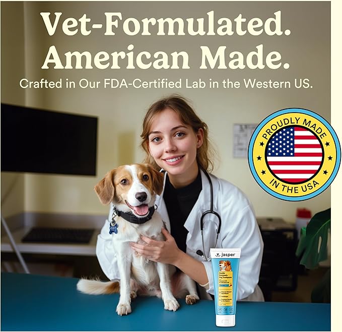 Jasper Dog Toothpaste Double Enzymatic - Plaque Remover for Teeth, Whitens Teeth, Improves Bad Breath Natural Pet Toothpaste, Chicken/Poultry Flavor 3.5oz
