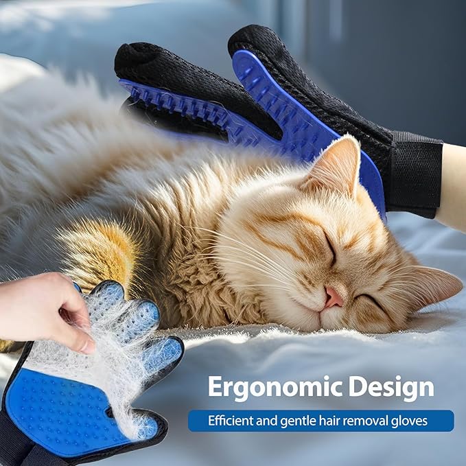 NVNAN 5 Piece Dog Grooming Brush Set with Grooming Gloves, Deshedding Comb & Massage Bath Brush | Dog Shampoo Brush - Multifunctional Pet Hair Removal Tools for Shedding, Bathing, Brushing (Blue)