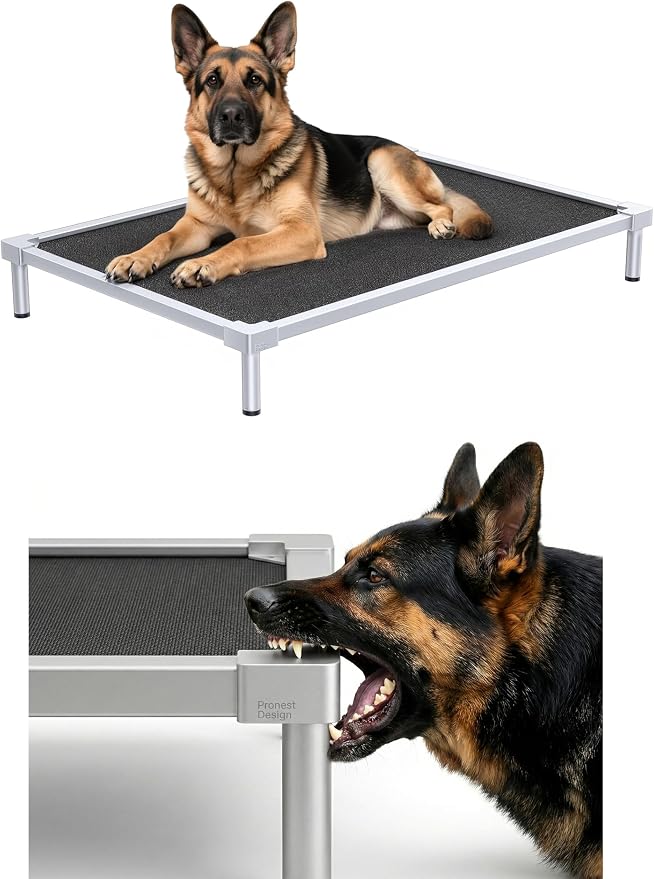 Elevated Dog Beds Large Sized Dog, Chew Proof Aluminum Alloy Heavy Duty Dogs Supplies Cooling Raised Pet Cot Indestructible with Anti-Rust Washable Assembly for Crate Outdoor-48.4"x 32" x 6.5"