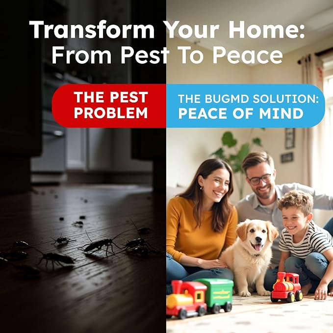 BugMD Pet Safe Multi-Insect Killer & Repellent | Peppermint Oil Spray for Spiders, Ants & Roaches | Indoor & Outdoor Bug Spray