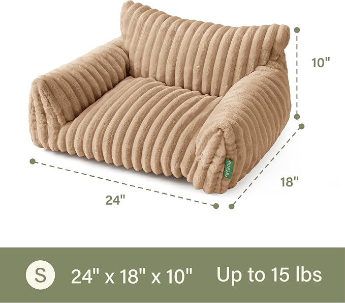 Cute Couch Bed for Pets, Supportive Cat Sofa for Indoor Cats, Small Dog Sofa Bed for Small Dogs, Beige, 24 inches