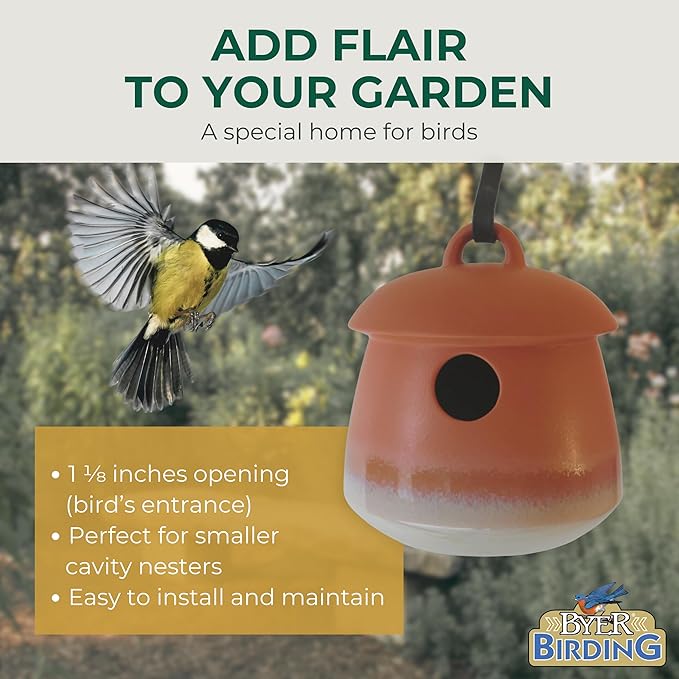 Byer of Maine Return Bird Home, Hanging Bird House, Soft Blue, 7 D x 7 H inches