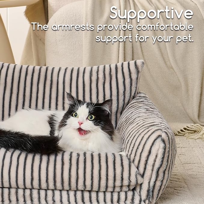 Hollypet Cat Bed Small Dog Orthopedic Couch Beds for Pets up to 20 lbs | Fluffy Multifunctional Double-Layer Warming Kitten Pet Couch Orthopedic Beds with Machine Washable Cover and Non-Slip Bottom