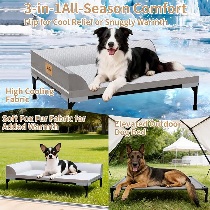 Elevated Cooling Dog Bed, Orthopedic Pet Bed for Medium Dogs, Removable Washable Cover, Indoor & Outdoor Raised Pet Bed with Breathable Mesh, Size: 32"*25"*7"