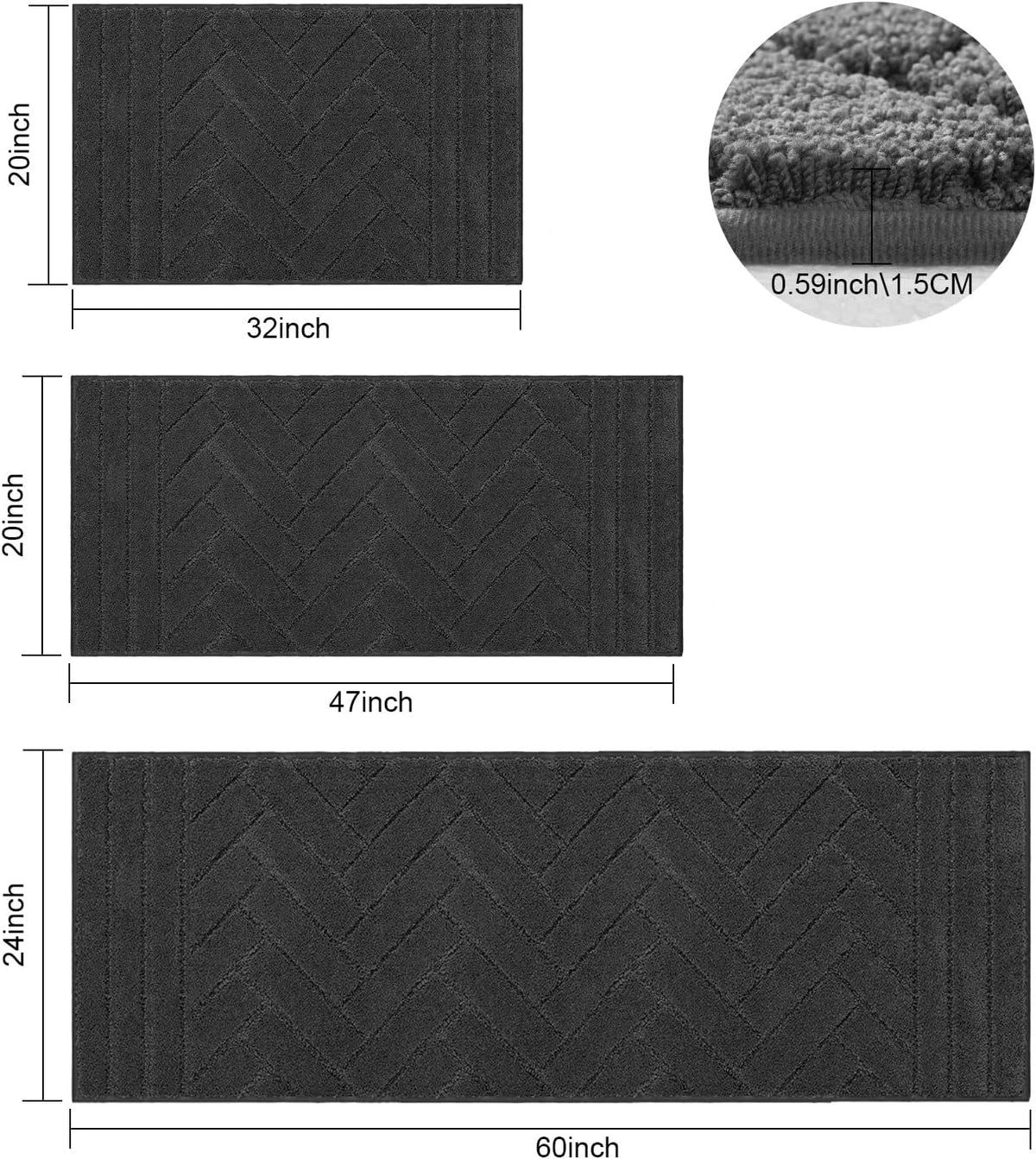 Tindbea Dog Mat for Muddy Paws 20"x31.5" Absorbs Moisture Dirt Non-Slip Washable Mud Mat for Dogs,Soft Rubber Backing Front Inside Pet Rug for Entryway, Mud Dog Paws, Patio(Charcoal)