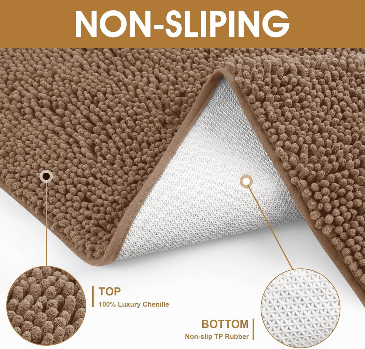 Extra Large Dog Door Mats for Muddy Paws, Chenille Absorbent Dog Mats, Non Slip Heavy Mud Mat for Dogs, Soft Pet Mat for Entryway, Mud Paws, Inside Floor,60" x 36", Camel