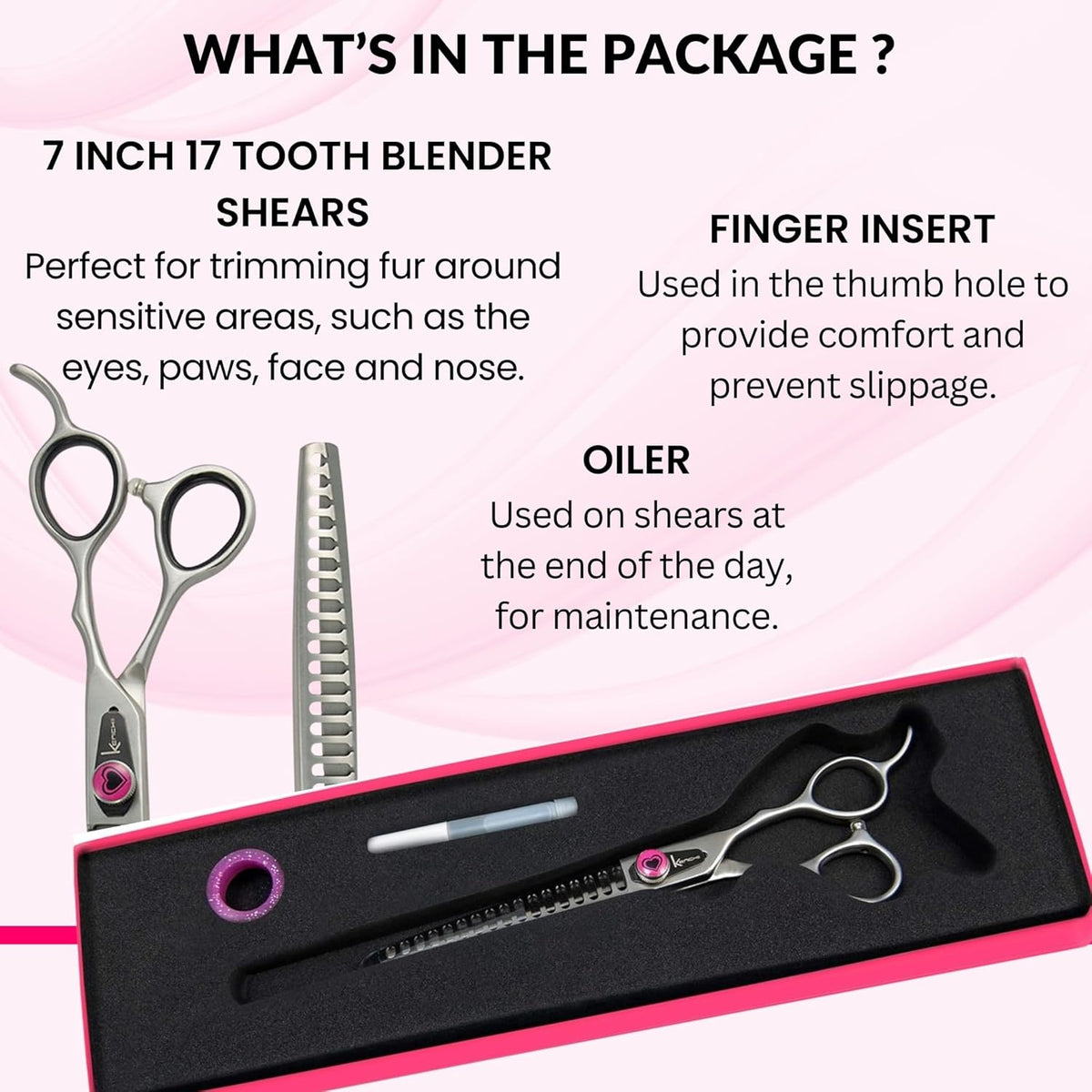 Kenchii Love Dog Grooming Scissors, 17 Tooth Thinning Shears, Dog Scissors for Grooming, Professional Pet Grooming Scissors, Heavy Duty, Durable and Sharp