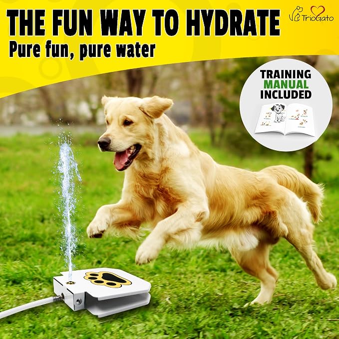 Trio Gato's Outdoor Dog Water Fountain Step On, Dog Sprinkler Paw Activated, Drinking Pet Dispenser, Provides Fresh Water, Sturdy, Easy to Use