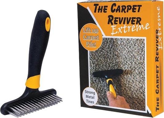 Carpet Reviver Extreme – Dual-Action Brush with Metal Tines – Lifts Carpet Pile & Removes Pet Hair – Restore Rugs, Refresh High-Traffic Areas, Eliminate Embedded Fur – Essential Carpet Grooming Tool