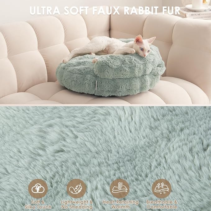 EHEYCIGA Soft Dog Couch Bed for Large Dog, Fluffy Medium Dog Bed with Removable Washable Cover, Bolster Pet Sofa, Waterproof and Non-Slip, 36" x 36"x 9", Green