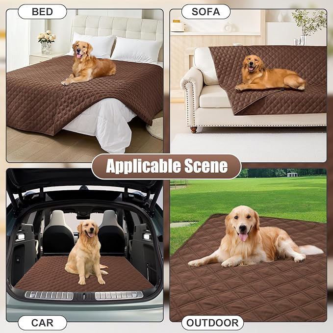 Smiry Waterproof Dog Bed Cover Pet Blanket, Soft Washable Dog Blanket for Furniture Bed Couch Sofa Reversible, Checkered (40"x80", Brown/Brown)
