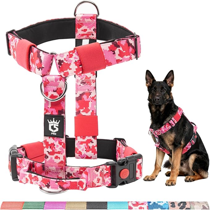TSPRO Tactical Heavy Duty Dog Harness, Quick Release Buckle & Top Handle | Premium No Pull Dog Vest Harnesses, Adjustable, Soft Padded Lining, 1.25-Inch Wide for Medium Large Dogs, Walking & Training