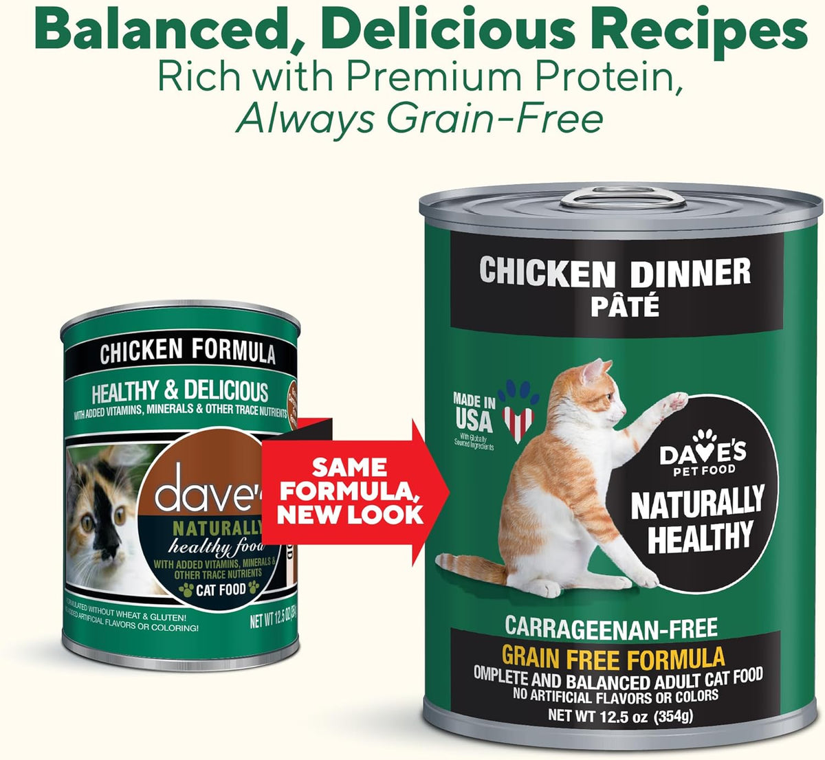 Dave's Pet Food Grain Free Wet Canned Cat Food Pate(Chicken), Made in USA Naturally Healthy, Wheat & Gluten-Free, 12.5 oz Cans (12 Pack)