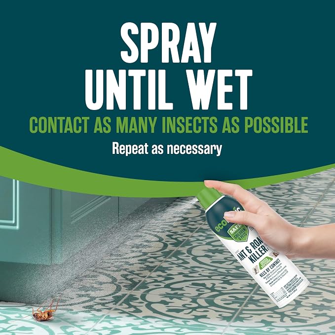 Ecologic Ant & Roach Killer, 14 Ounces, Aerosol Formula Made With Cornmint Cinnamon And Clove Oil Kills Ants, Cockroaches, Crickets And Spiders By Contact For Indoor And Outdoor Defense