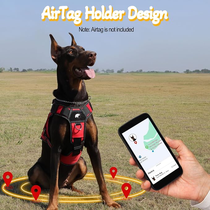 Tactical Dog Harness - HEYCAHVA Service Dog Vest Full Metal Buckles Dog Vest for Medium Large Dog Reflective No Pull Dog Harnesses Vest with Leather Handle, Hook & Loop for Hiking Training (Red, M)