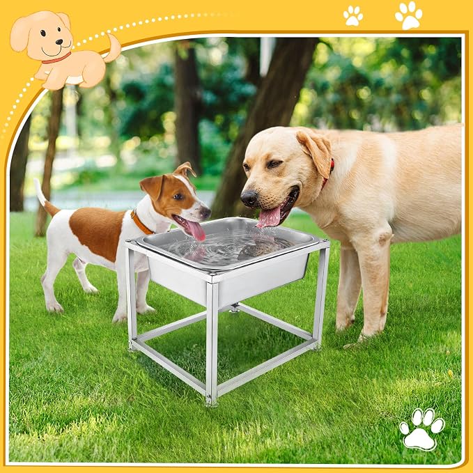 2 Gallons Large Elevated Dog Water Bowl - 11.5''H Durable Stainless Steel Raised Dog Bowl with Stand for Large Dogs, Easy to Clean and Assemble for Indoor Outdoor | 11.5'' H Sturdy Stainless Steel Raised Dog Bowl with Stand for Large Dogs, Easy to Clea...