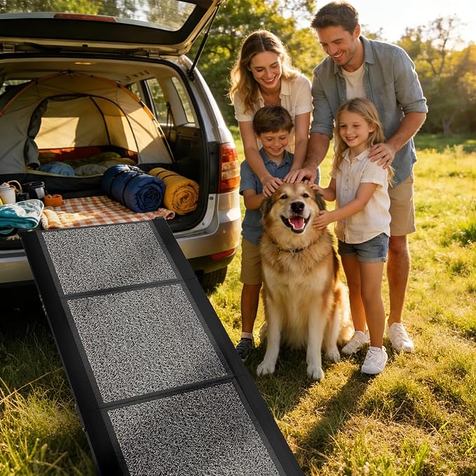 Dog Ramp for Car, Truck, 63"x17" Folding Non-Slip Pet Ramp for Large Dogs | Non-Slip Rug Surface, 250LBS Capacity, Easy to Carry & Storage, Foldable, Fits SUV/Truck, Joint-Friendly Gentle Slope