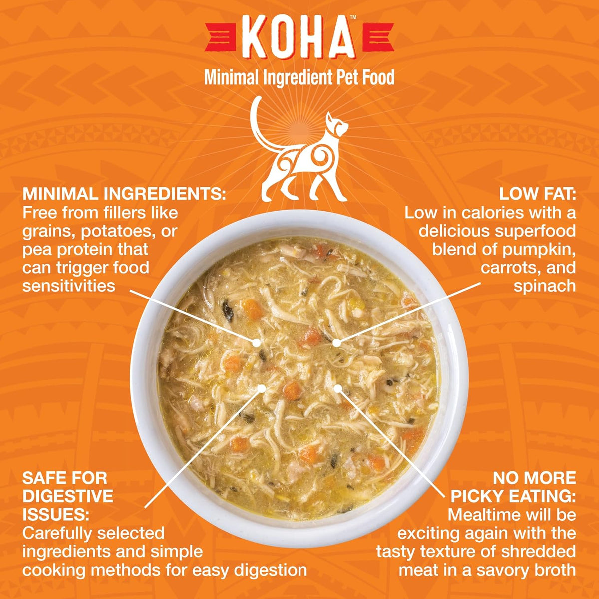 KOHA Pure Shreds Chicken Entrée for Cats, High Protein Wet Cat Food, 5.5oz Cans (Pack of 12)