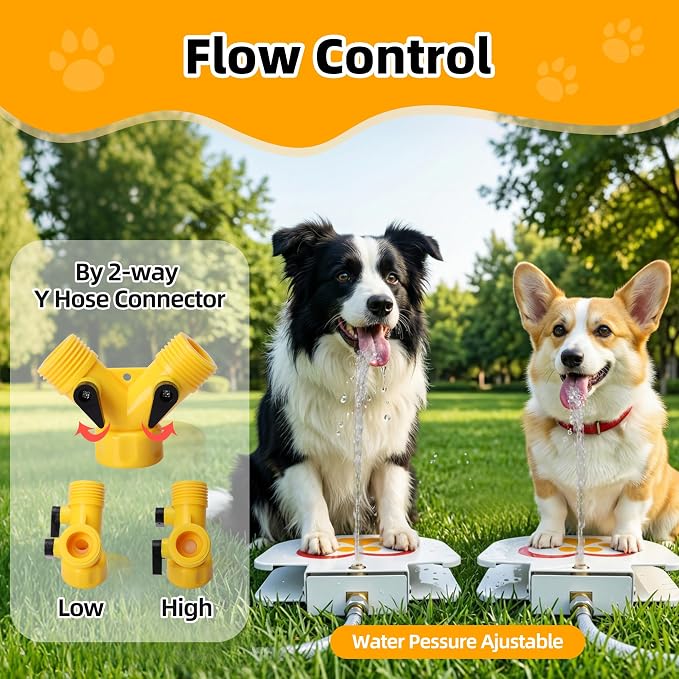 Dog Water Fountain Outdoor,No Electricity Step-On Activated Pet Sprinkler,Paw-Controlled Drinking Dispenser for Large & Small Dogs,Automatic Waterer for Yard, Garden, Lawn