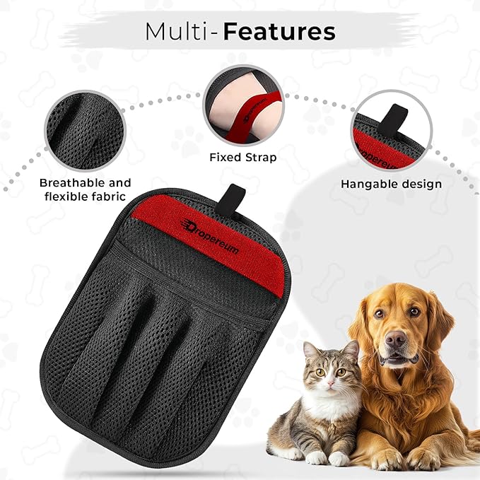 Pet Hair Removal Gloves - Pet Hair Remover Gloves, Upgraded Pet Hair Removal Gloves for Cats & Dogs, Five Finger Electrostatic Reusable Magic Brush for Carpet Clothing Laundry Couch & Car Seat