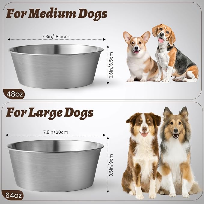 Heavy-Duty Stainless Steel Dog Bowl - Food Grade 304, Rustproof & BPA Free - Easy to Clean, Dishwasher Safe -Medium (48oz, 6 Cups) for Dogs 40-80lbs