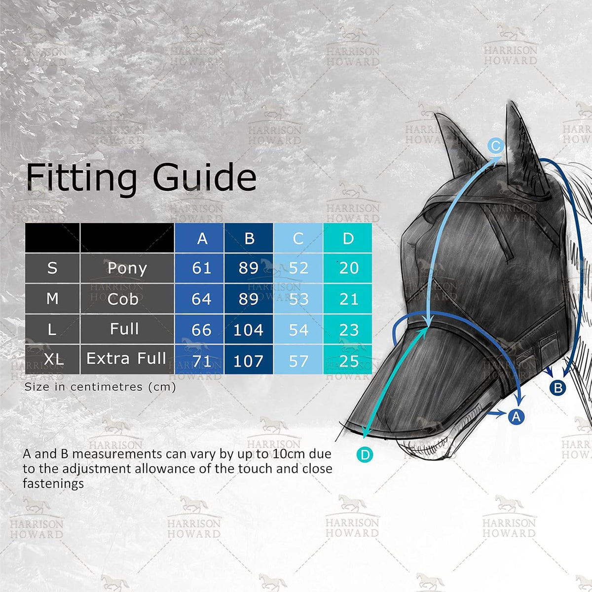 Harrison Howard LumiVista Horse Fly Mask Standard with Ears UV Protection for Horse Pastel Mix L Full Size