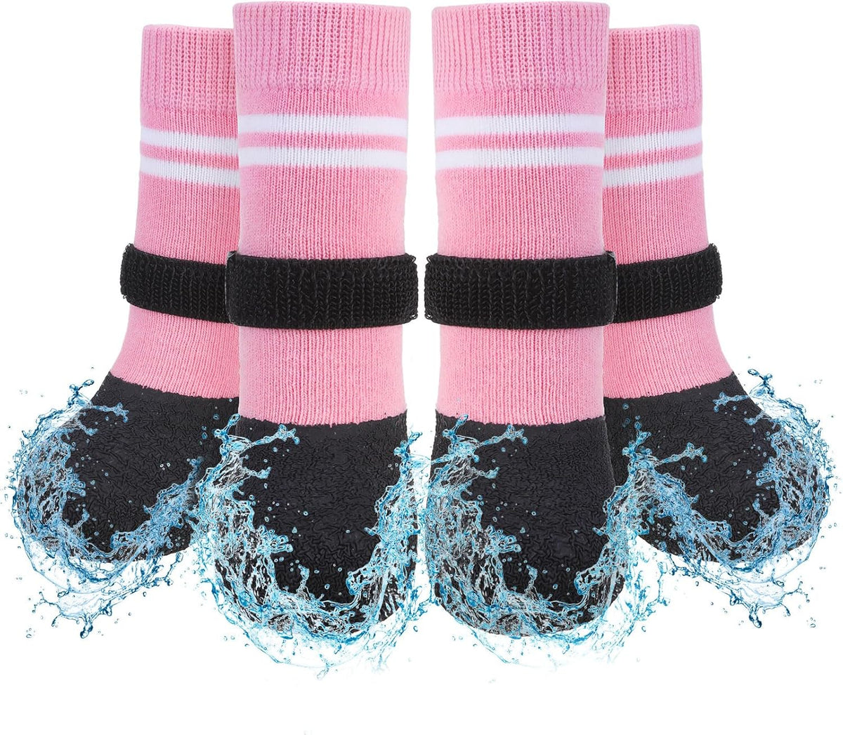 SCENEREAL Anti Slip Dog Boots & Paw Protectors for Hardwood Floor, Extended Dog Socks to Prevent Licking Paws, Waterproof Pet Snow Rain Shoe for Winter Large Senior Dogs, Pink L