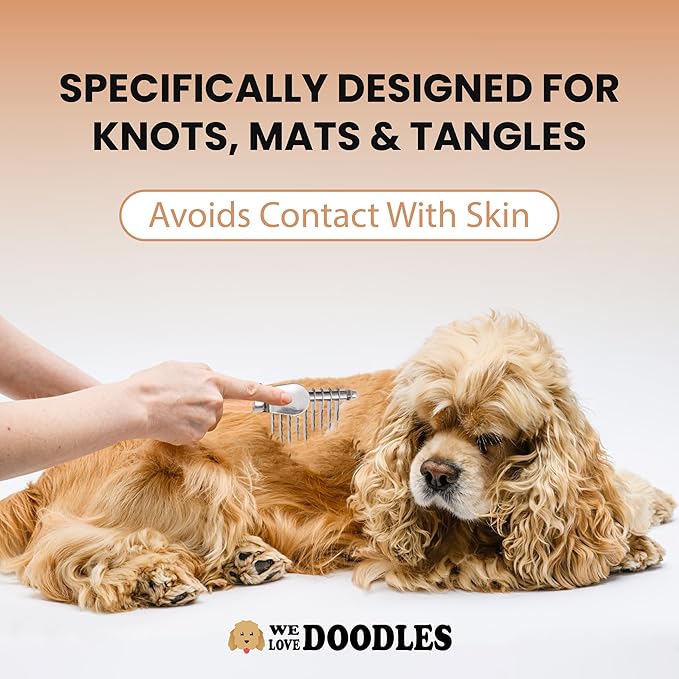 We Love Doodles Dog Dematting Brush & Rake, Dog Detangler Spray (Ocean Breeze) for Dogs, Bundle - Stainless Steel Blades - Made in the USA